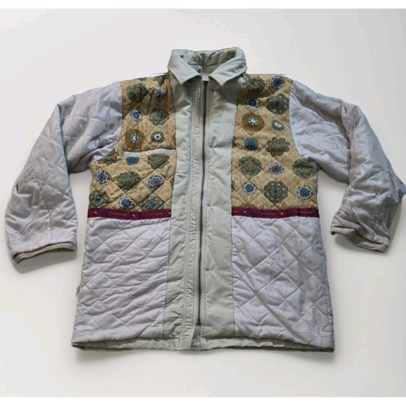 VTG Arnold Palmer Chore Coat Men XL Beige LS Quilt Lined Twill Cotton Zip Jacket - Picture 14 of 16